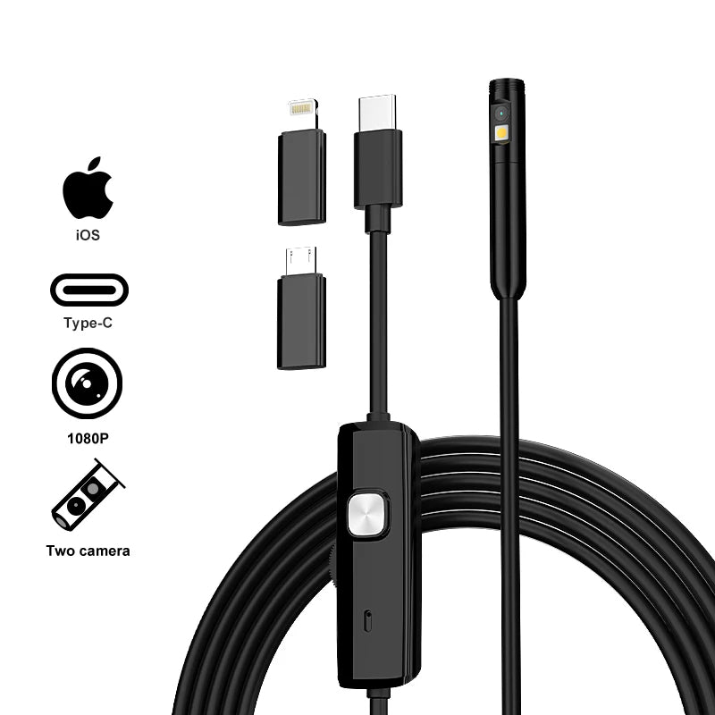 5.5mm Super Thin Endoscope Camera with 5M Flexible Cable & 6 Adjustable LED Lights