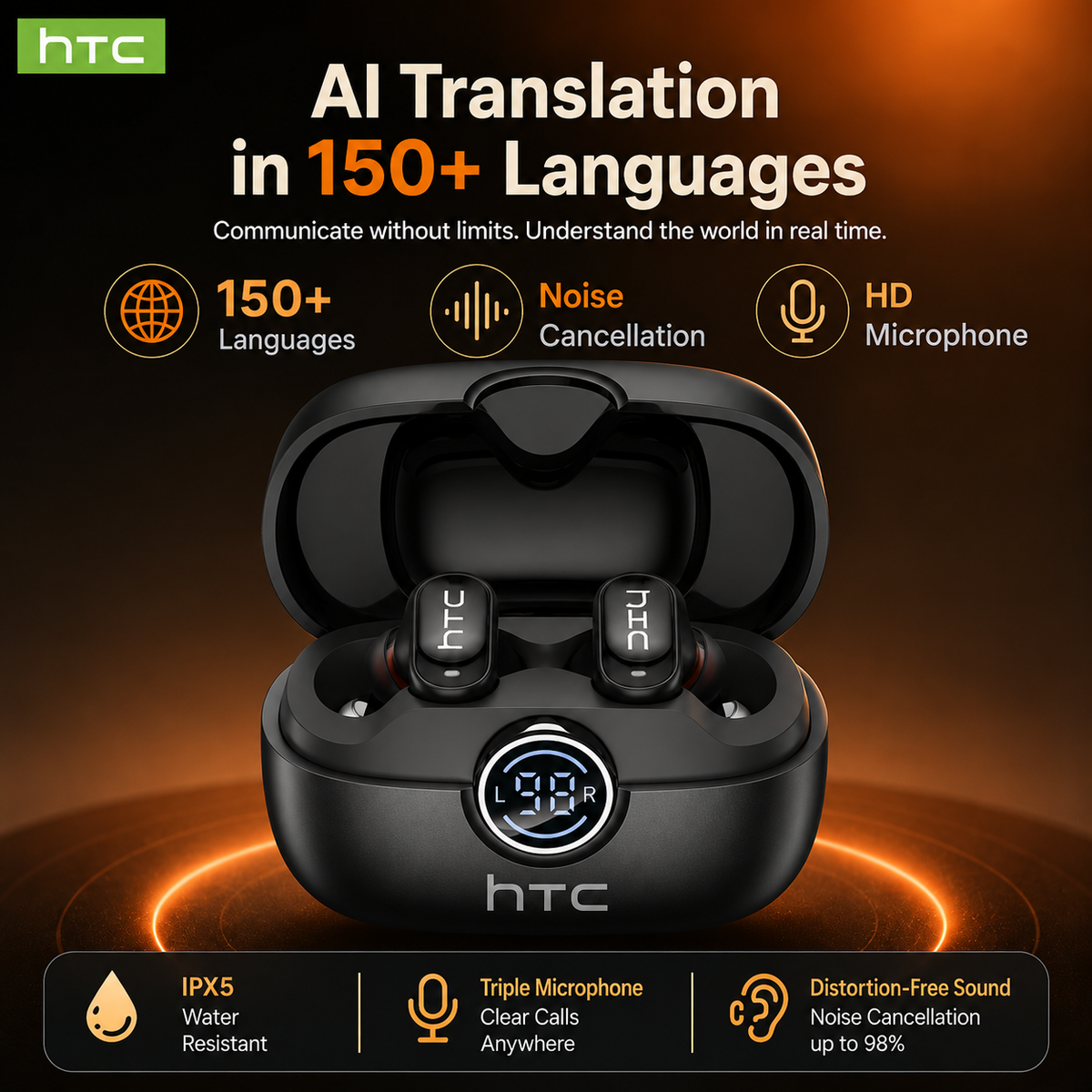 AI Translation Sports Bluetooth 6.0 Earbuds - In-Ear Mini Wireless Headphones, 165+ Language Real