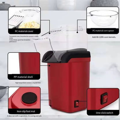 Automatic Mini Popcorn Machine – Portable Hot Air Popcorn Maker