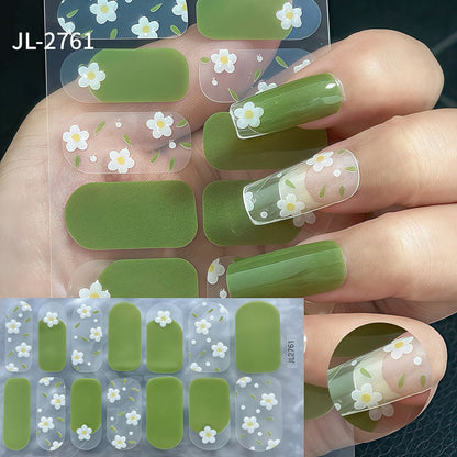 Spring Gel Nail Strips Stickers 3 Sheets Flowers Gel Nail Stickers