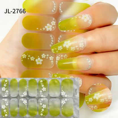 Spring Gel Nail Strips Stickers 3 Sheets Flowers Gel Nail Stickers