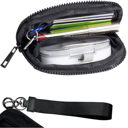 Zippered Wristlet Wallet with ID Window, 8+ Card Slots, Lipstick Holder, Detachable Strap & Keychain