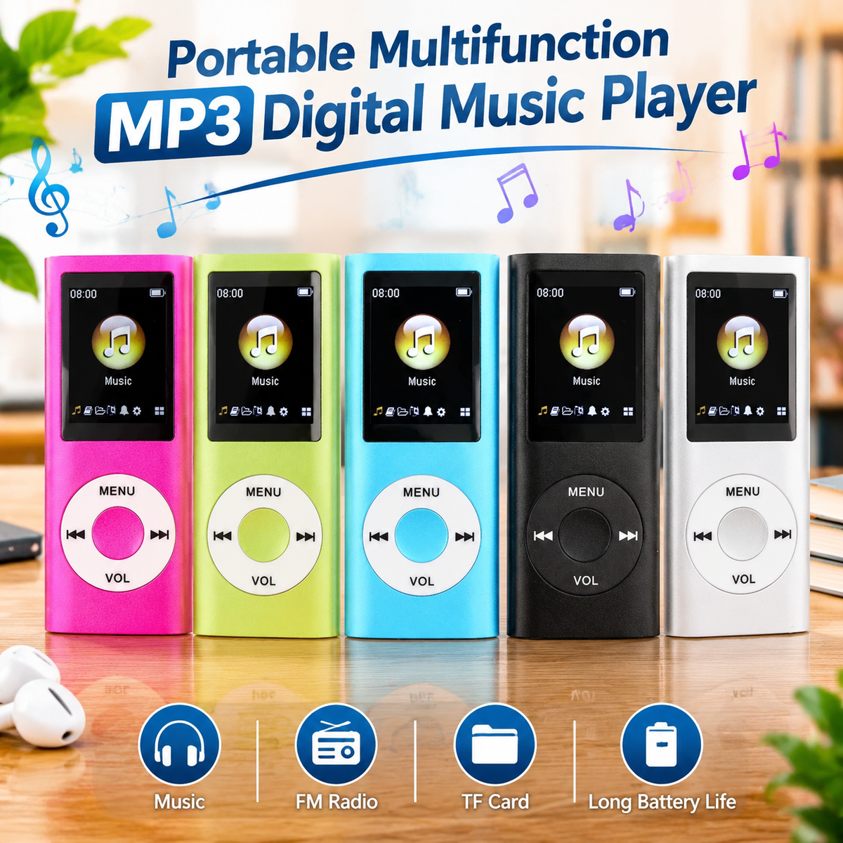 MP3 Player,Portable Multifunctional MP3 Digital Music Player