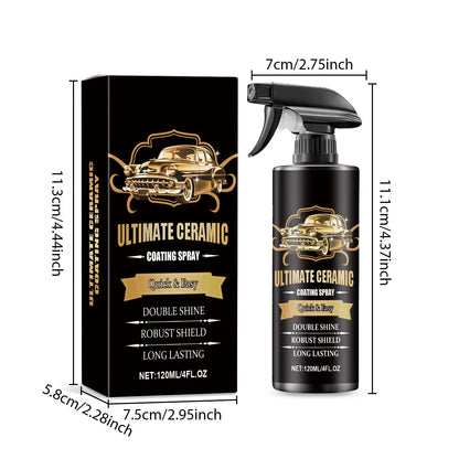 3-in-1 Ceramic Coating Spray: Waterless Cleaner, Wax & Paint Sealant in One, 120ml