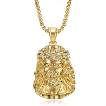 Jesus Charm Men's Necklace Chain Hip Hop Pendant with Chain