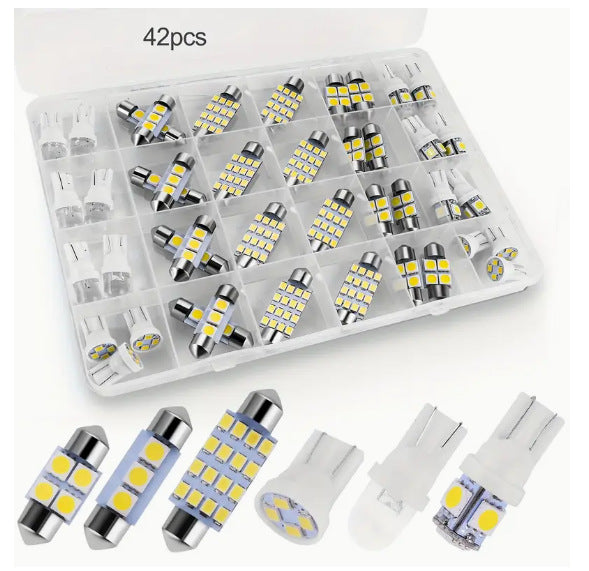 42 Pcs Interior Car Lights, Super Bright White Dome Map Tail Cab Lights Bulb Kit Set