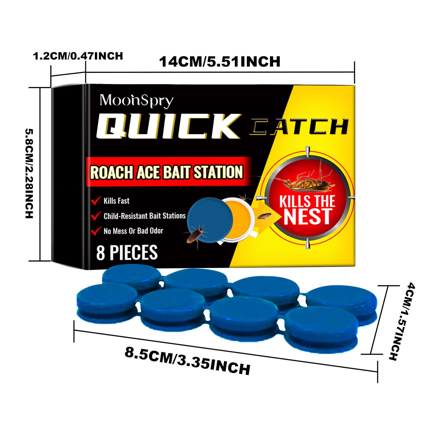 8PCS Roach Bait & Killer - Roach Repellent Stations for Nest Repellent of Indoor Infestations