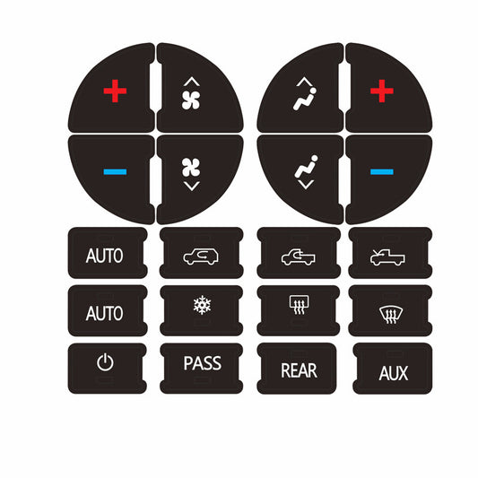 Car AC Dash Accents Button Sticker Repair Kit for Fixing Ruined Faded A/C Control Buttons