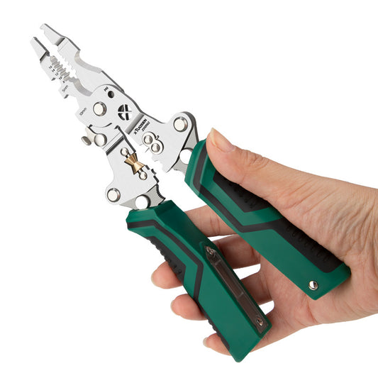 14-in-1 Heavy-Duty Wire Stripping Plier with Voltage Tester Alarms, Detectable 12-250V for Professional and Home Use