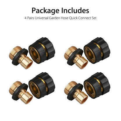 4 Pairs 3/4 Inch Garden Hose Fitting Quick Connector