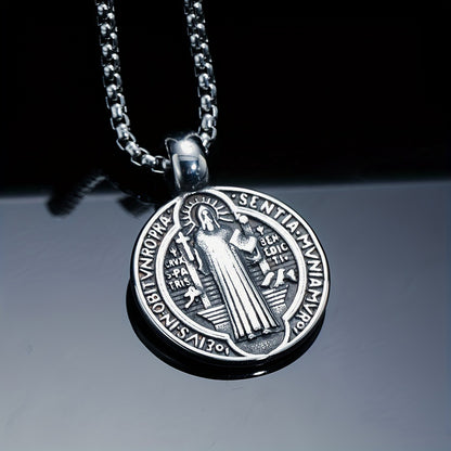 Saint Benedict Medal Necklace for Men Protection Pendant Necklace