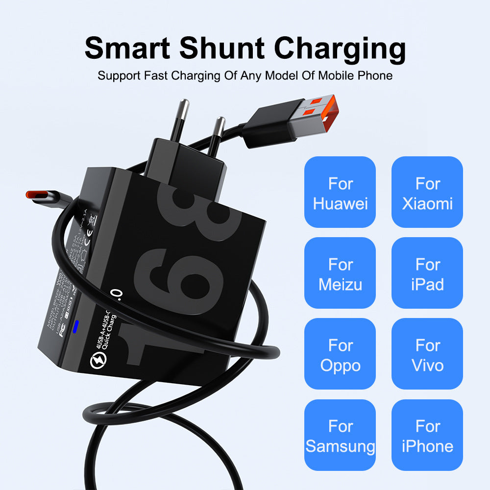 8-Port USB Fast Charging Hub | 4 USB-C + 4 USB-A | Fast Efficient Multiple Device Charger