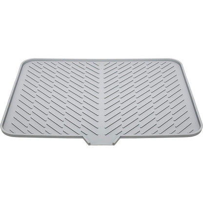 Silicone Dish Drying Mat with Built-in Drain Lip - Tray Protects Surfaces Prevents Water Build Up
