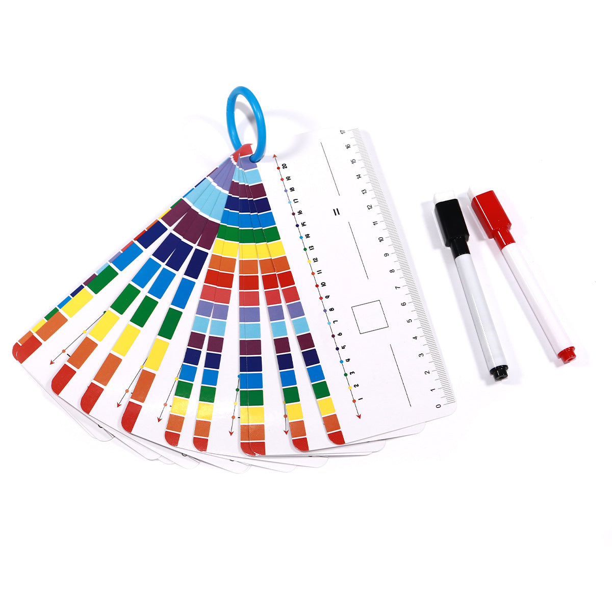 15 Reusable Write & Wipe 0-20 Addition/Subtraction Cards with 2 Markers & Ring