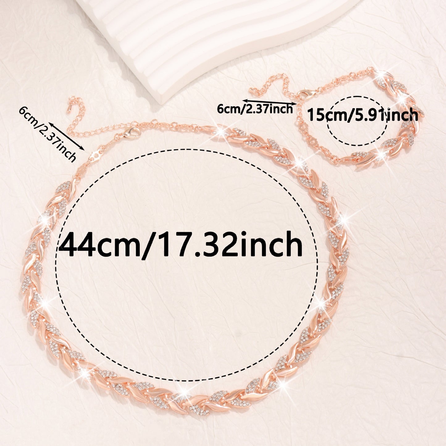 Crystal Chain Necklace and Bracelet Set for Women - Chunky Link Chain Set