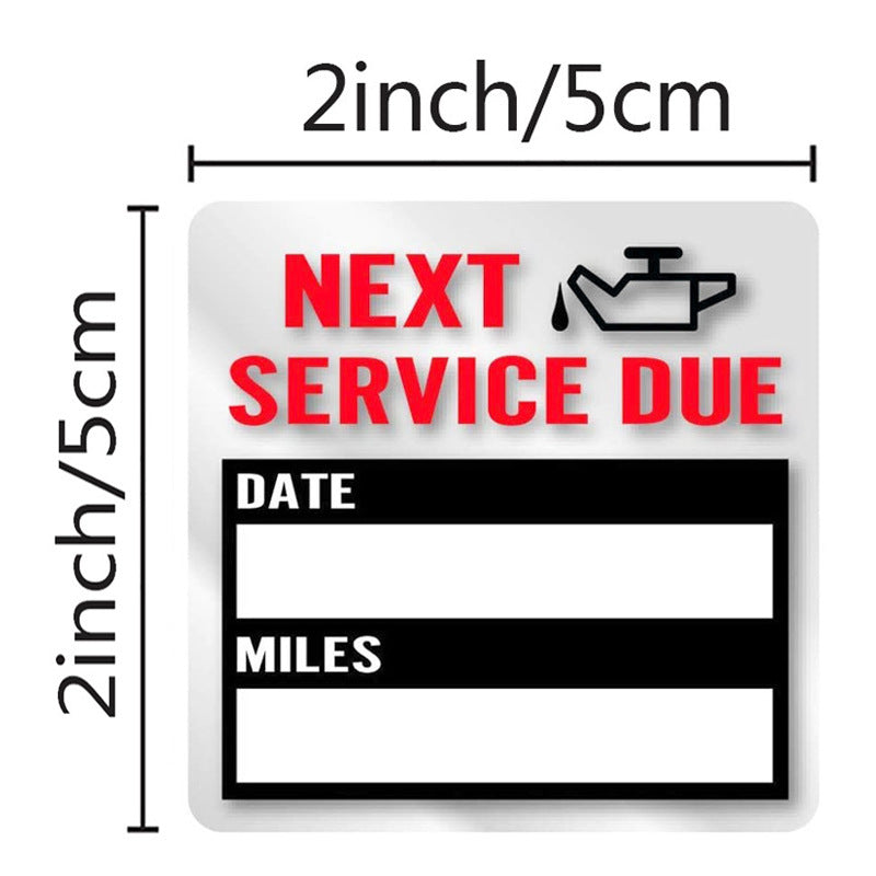 2Pcs Transparent Oil Change/Service Reminder Stickers 2"x2" Premium Quality Clear PET Oil Change Stickers
