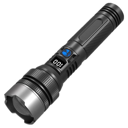Digital Display High-Power Flashlight - USB Rechargeable, for Outdoor Emergency Lighting