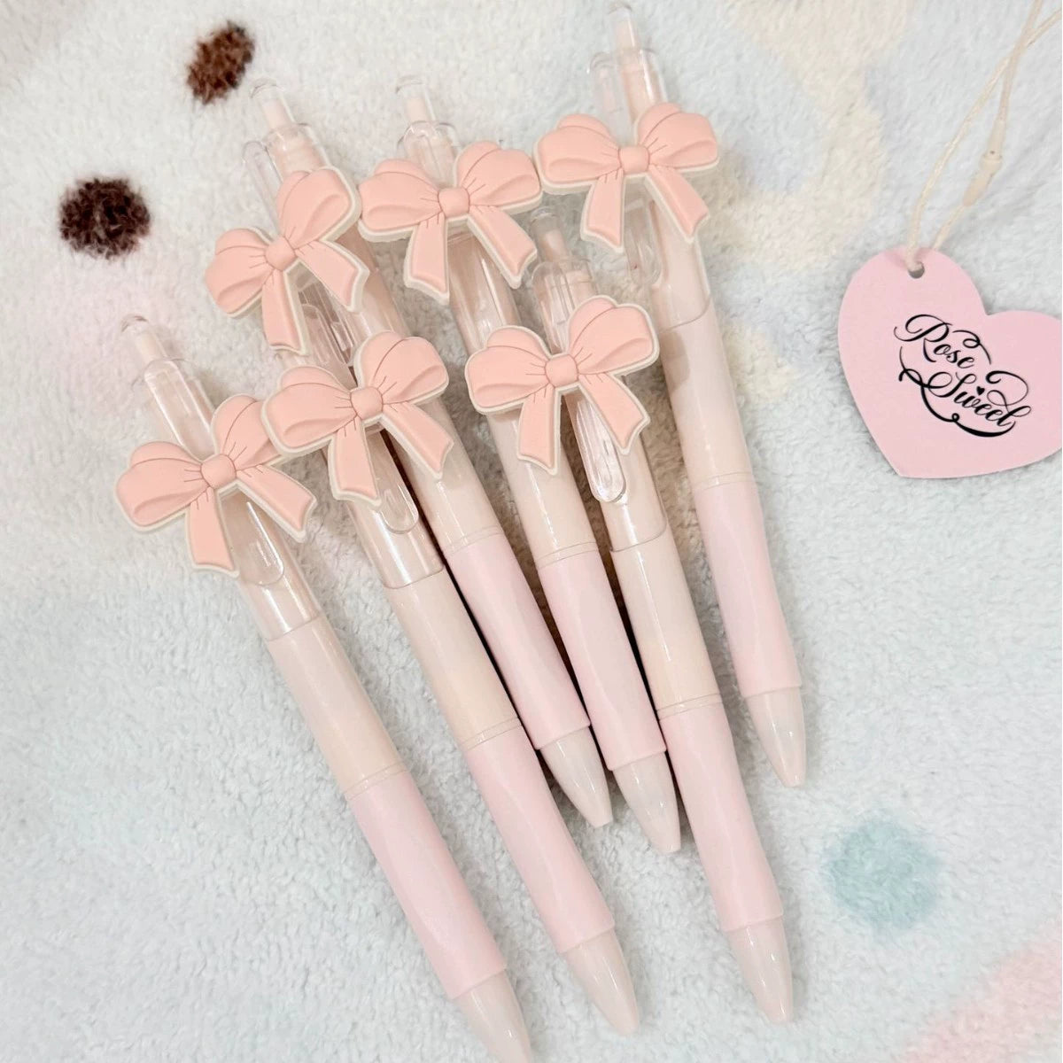 6pcs Pink Bow Party Ballpoint Pens High Quality