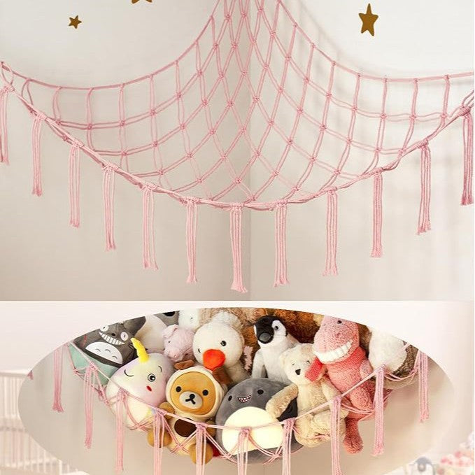 Stuffed Animal Hammock Corner, Hand-knitted Large Plushie Net