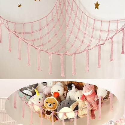 Stuffed Animal Hammock Corner, Hand-knitted Large Plushie Net
