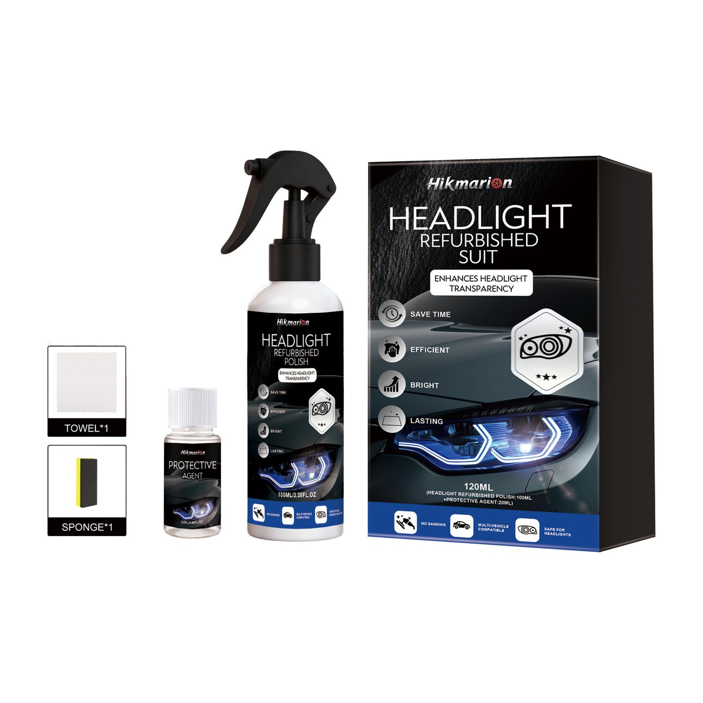 Car Headlight Restoration Polishing Kit for All Vehicle Types