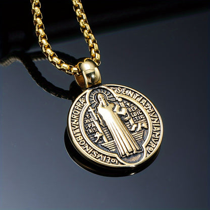 Saint Benedict Medal Necklace for Men Protection Pendant Necklace