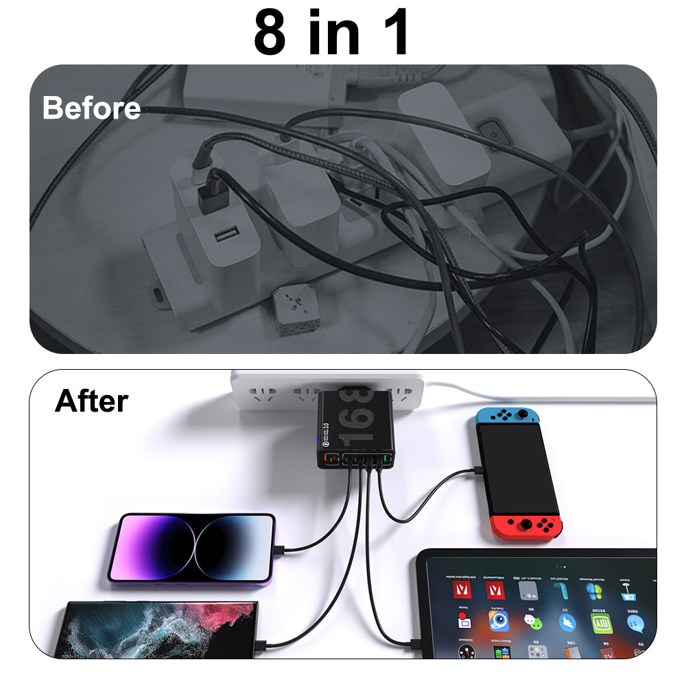 8-Port USB Fast Charging Hub | 4 USB-C + 4 USB-A | Fast Efficient Multiple Device Charger