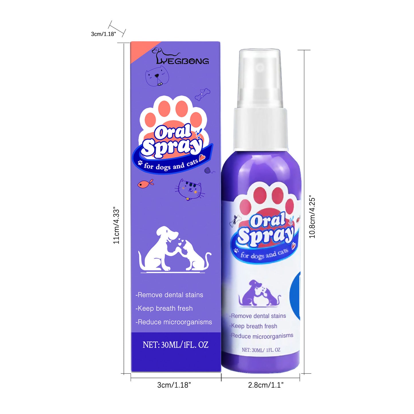 Teeth Cleaning Spray for Cats and Dogs, Removes Teeth Stains and Freshens Breath