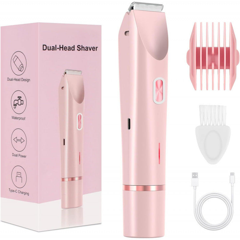 2 in 1 Dual Head Electric Shaver - IPX67 Waterproof Wet & Dry Use for Women Pubic Hair, Underarms, Legs, Arms, Face