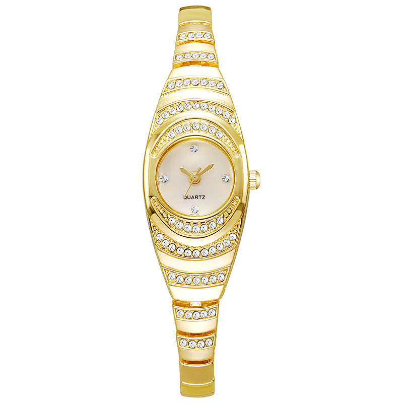 Vintage Women's Round Petite Gold Watch Luxury Stainless Steel Watch