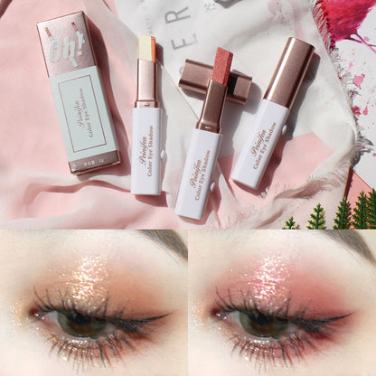 6Pcs Two-color Eye shadow Stick Set, Color Gradient Eye shadow Rotation Flash Radiation Eye shadow Stick