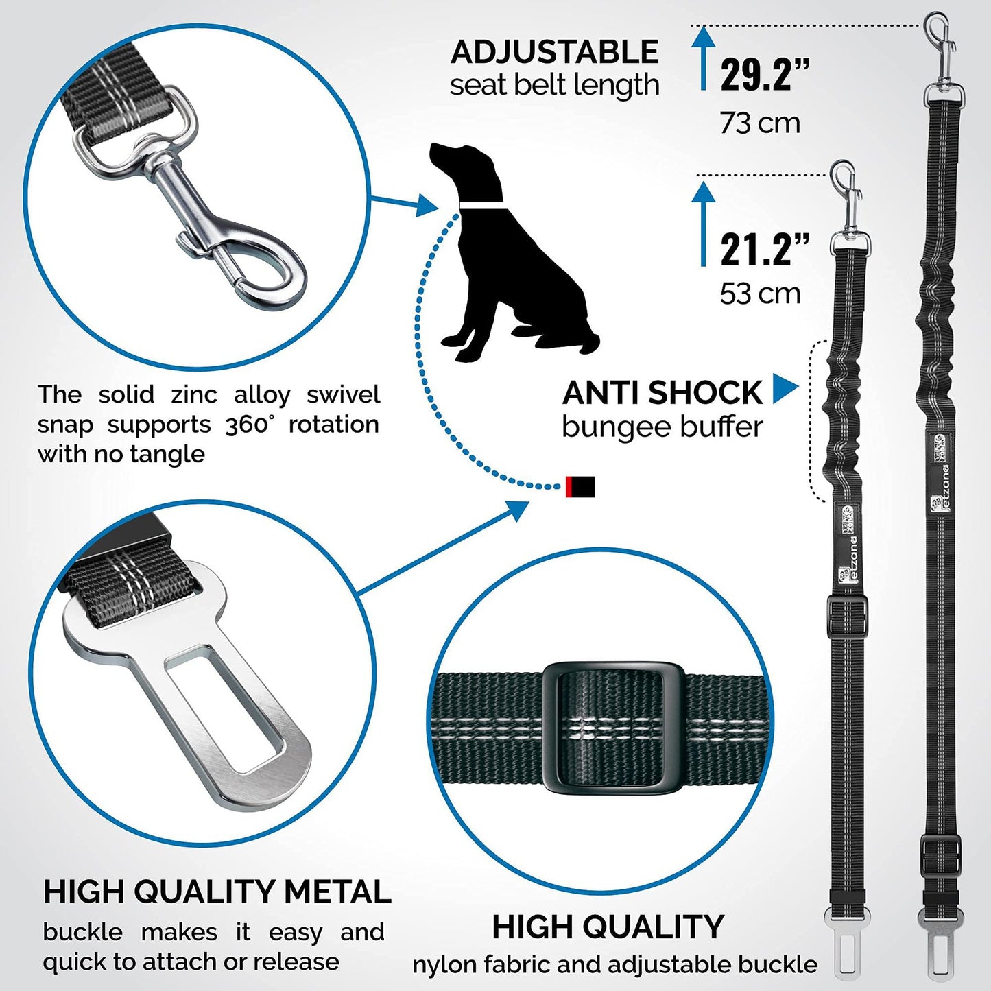 2Pcs/set 3 in 1 Pet Car Adjustable Seatbelt Leash