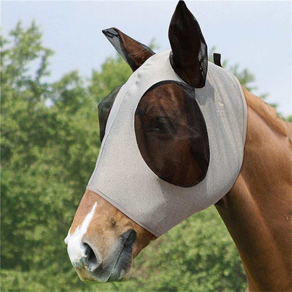 Horse Fly Mask with Ears – UV Protection & Comfort Fit, Breathable Lycra Full Size for Cob
