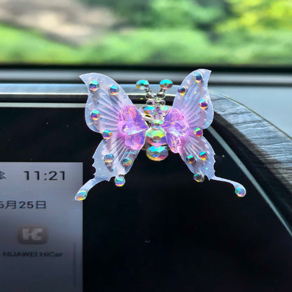 4Pcs Simulated Butterfly Car Accessories Dashboard Decorations, Cute Rear View Mirror Accessories Car Dash Decor
