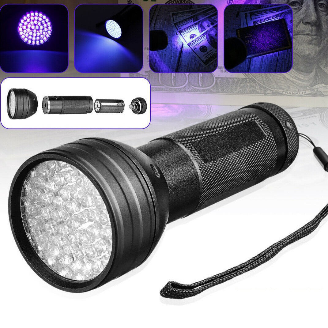 51-LED UV Purple Light Flashlight — Scorpion Detector, Counterfeit Currency Verifier, and Curing Light