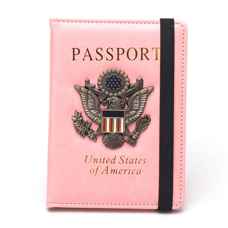RFID Blocking Passport Holder with US Metal Badge