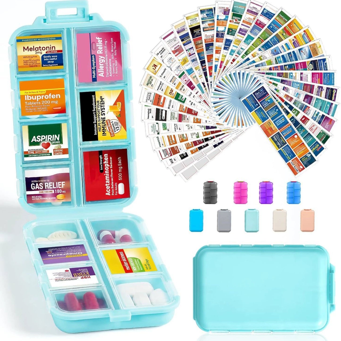 Daily Pill Organizer Moistureproof Medicine Box with 14 Compartments