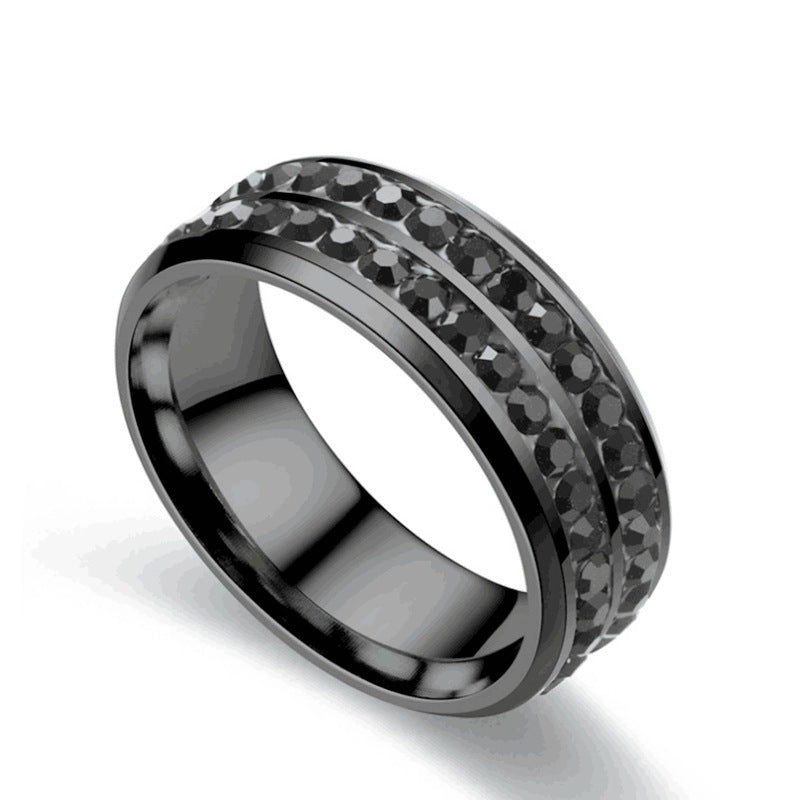 Couple Ring His Hers Women Black Gold Filled Cz Men Stainless Steel