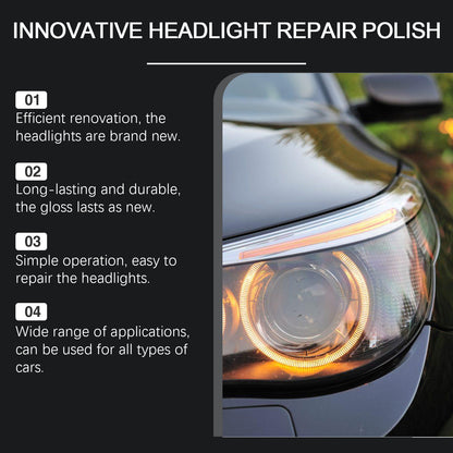 Car Headlight Restoration Kit – 4-in-1 Headlight Repair Fluid & Polish with Restowipes