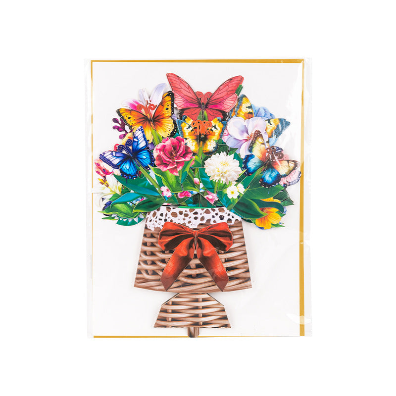 3D Pop-Up Floral Birthday Card; Suitable for Birthdays, Mother's Day, and Anniversaries