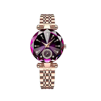 Elegant Ladies' Watch Stylish Steel-Band Watch with Diamond-Set Dial and Analog Display