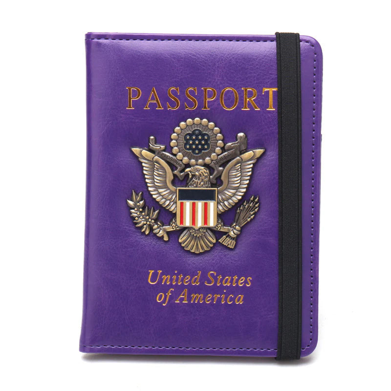 RFID Blocking Passport Holder with US Metal Badge