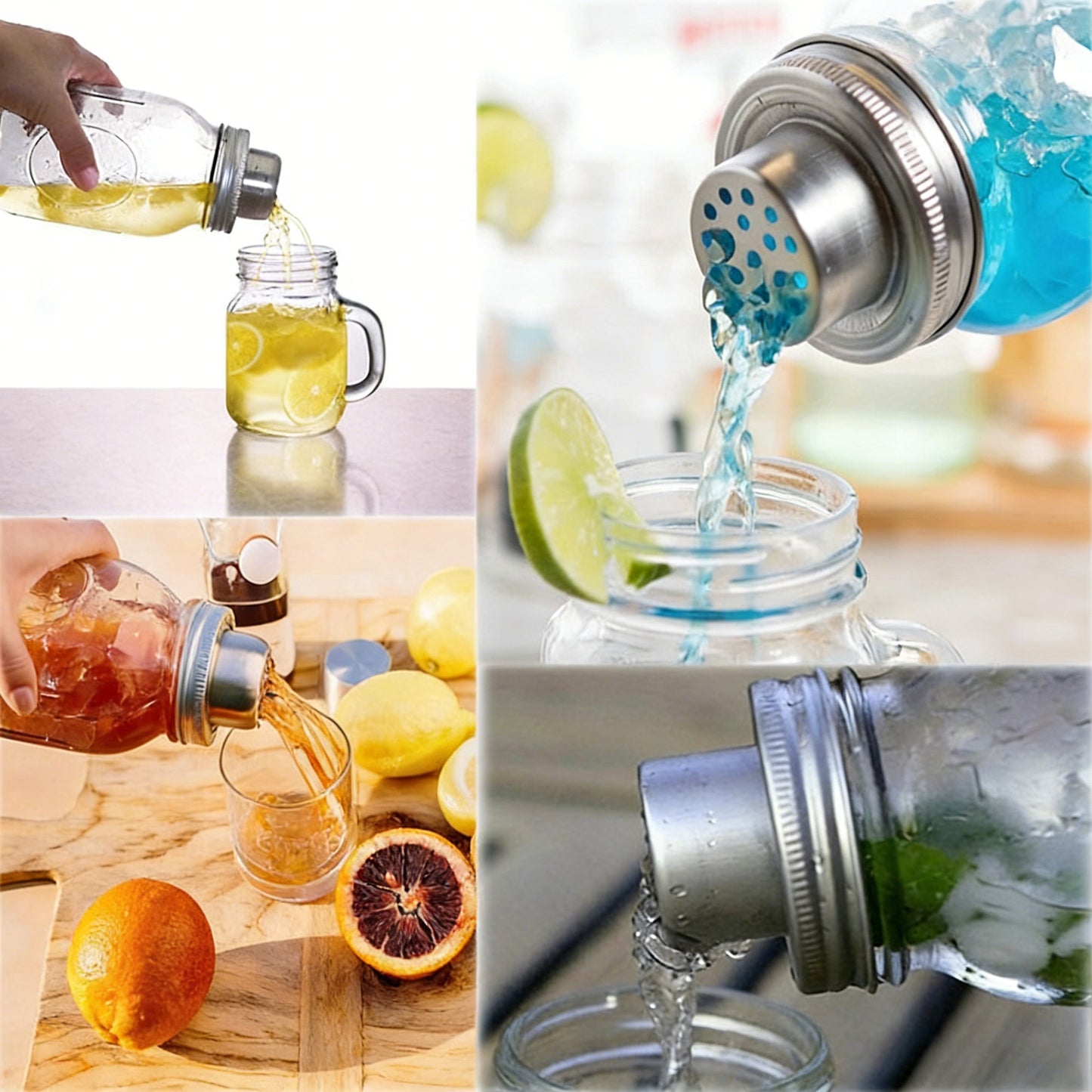 3 Pcs/set of Stainless Steel Mason Jar Shaker Lids Caps