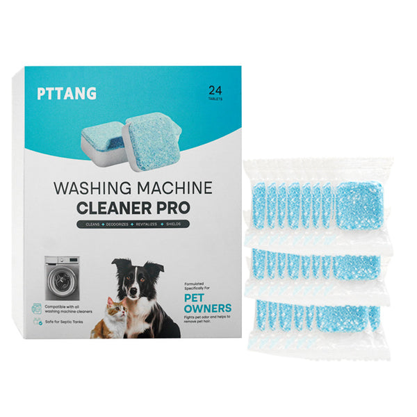 Washing Machine Cleaner Tablets - 24 Pack for a 12 Month Supply. Formulated for Pet Owners. Compatible with HE