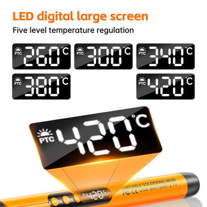 Cordless USB digital rechargeable portable soldering iron