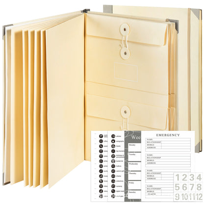 Document Organizer with Labels Expandable File Folder with Pockets