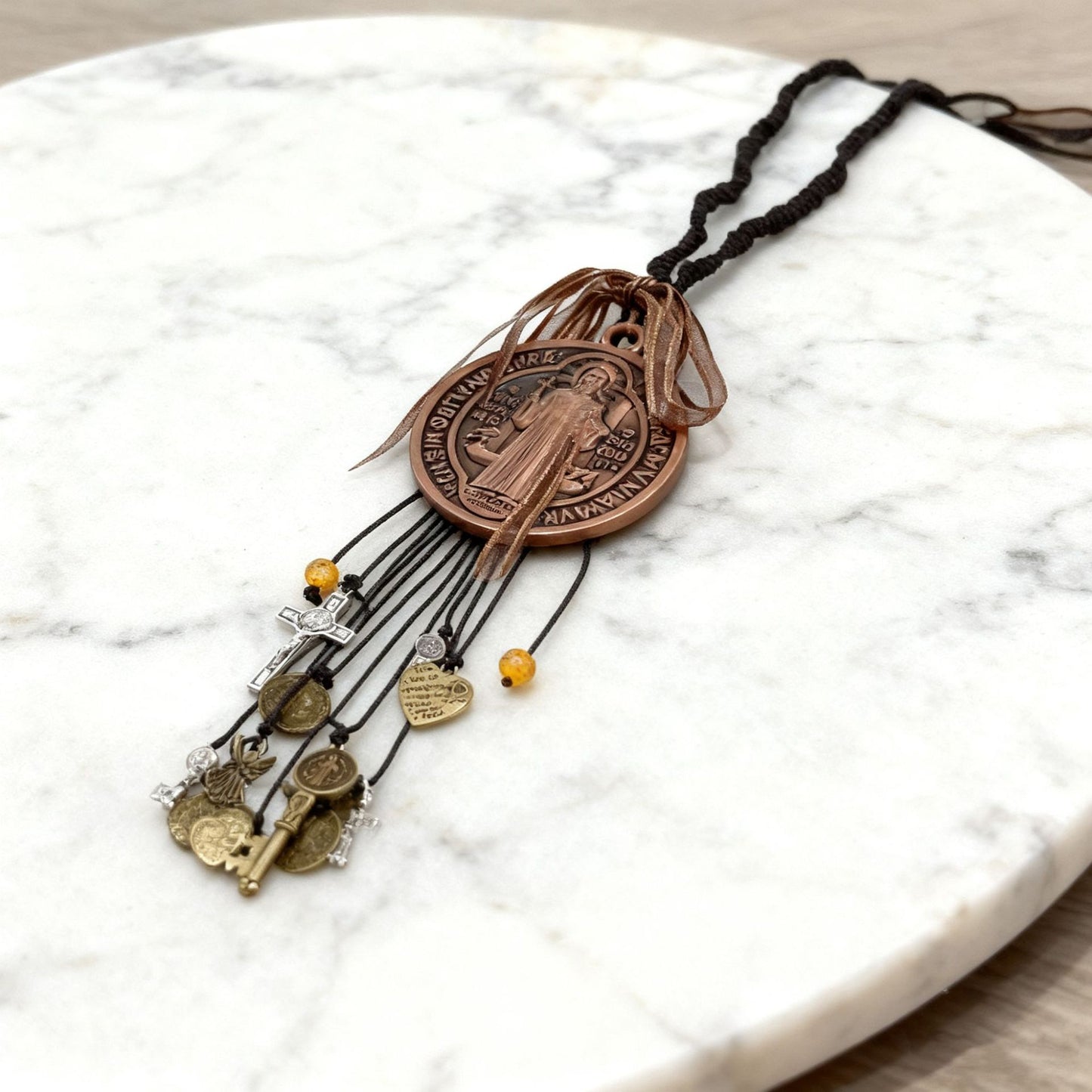 St. Benedict Brown Medal Hanging Car or House Protection