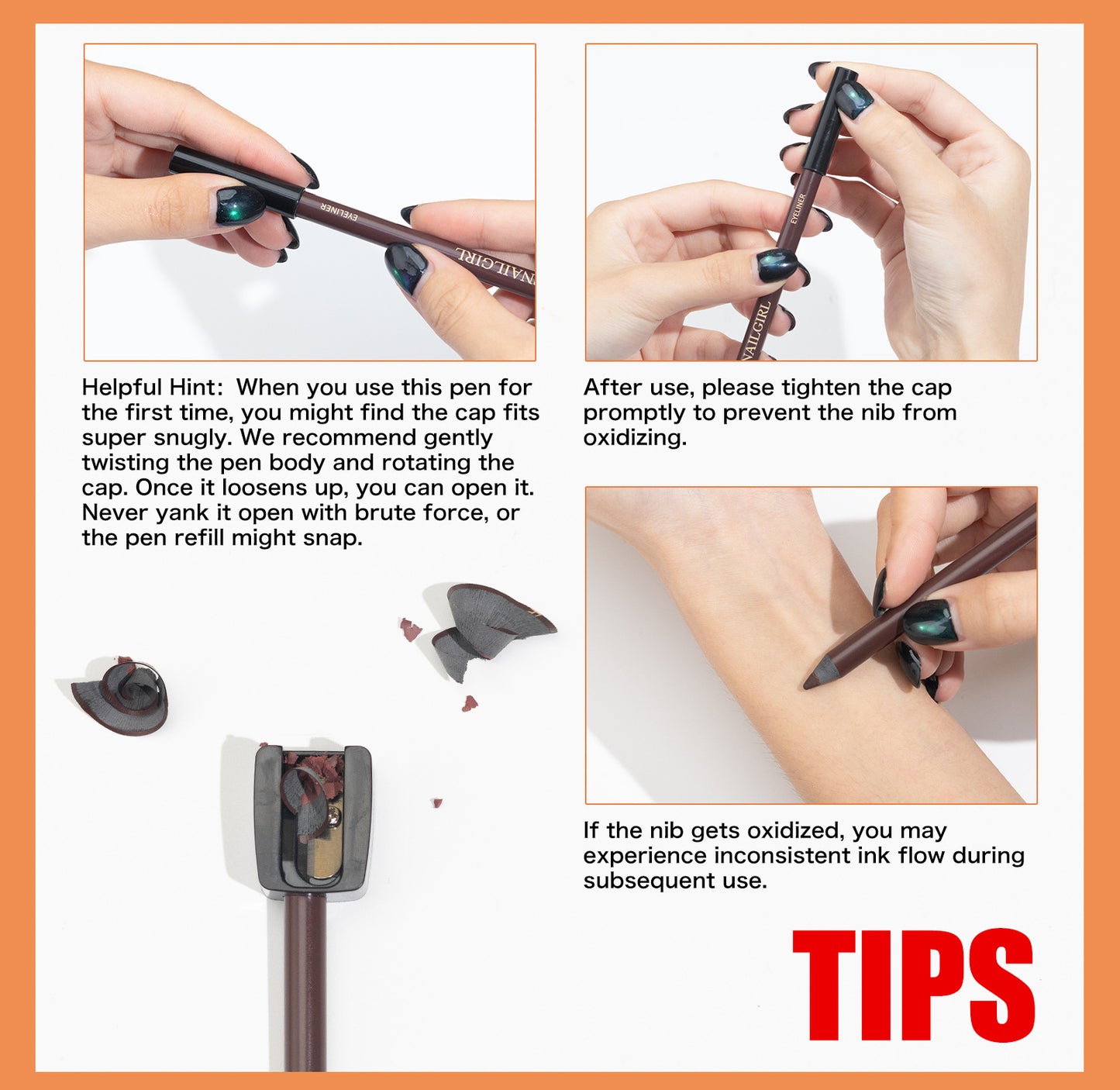 24 Hr Waterproof Eyeliner Duo Sharpenable Eye Pencil, - Smudge-Proof, Transfer-Proof, Up to 16HR Wear