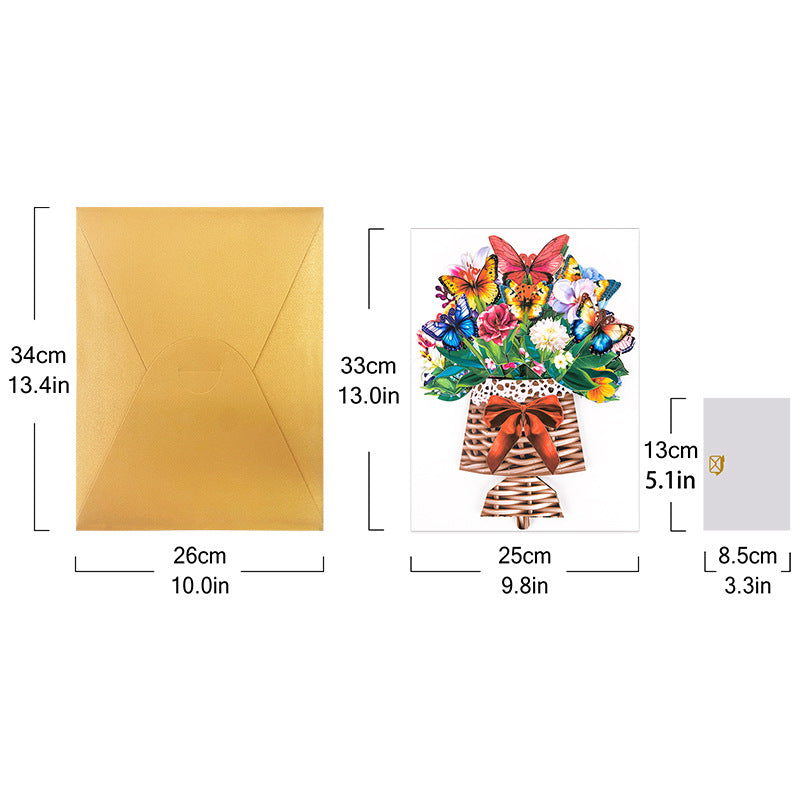 3D Pop-Up Floral Birthday Card; Suitable for Birthdays, Mother's Day, and Anniversaries