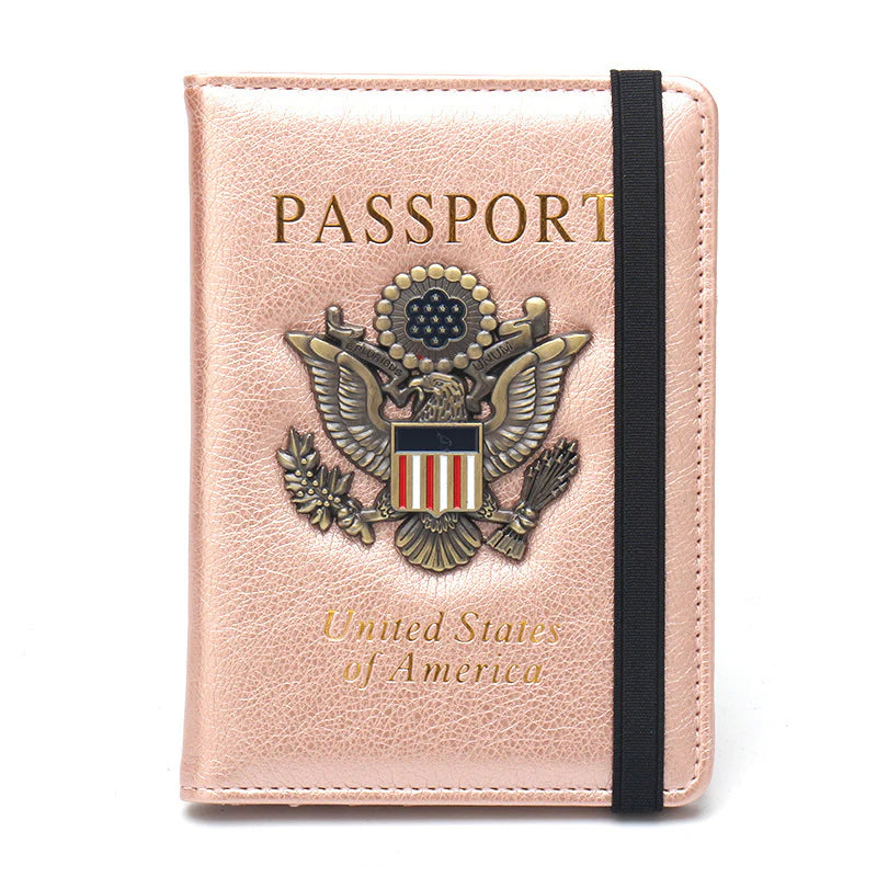 RFID Blocking Passport Holder with US Metal Badge